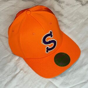 Dome Headwear Fitted Hat Orange Baseball Cap Purple S Logo Fitted Size M/L New‎